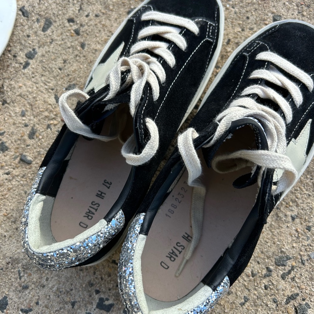 Golden Goose Hi Star Sneakers Women Black Suede White Star EU 37 US 7 - Picture 10 of 13